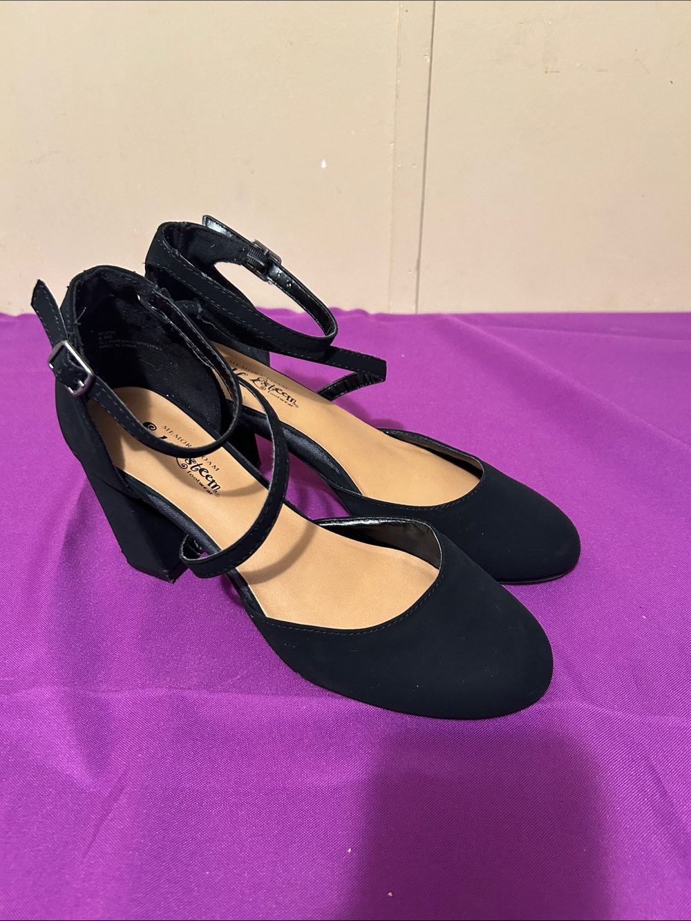 a new day Black Double-Strap Block Heel Pumps